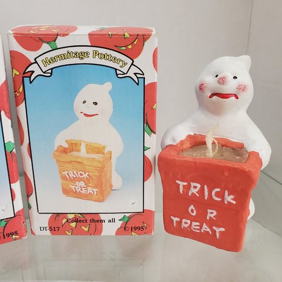 2) Hermitage Pottery 1995 Ceramic Ghost Mummy Candle Limited Edition vintage - Picture 3 of 12